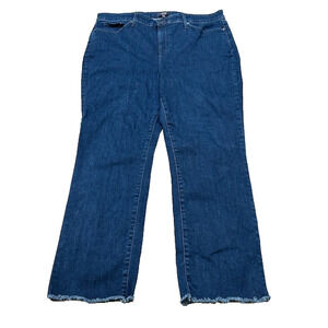 NYDJ Womens Sheri Slim Bootcut Jeans High Rise Denim Lift Tuck Tech Blue Size 18